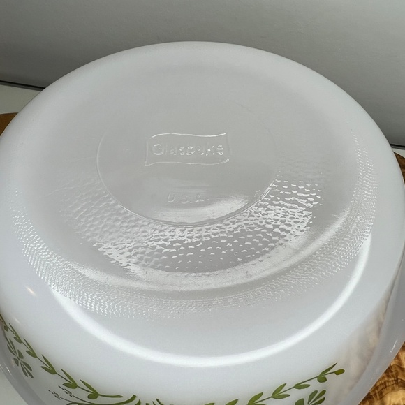 Vintage Jeannette Glasbake White Green Daisy 1 ½ Qt Casserole Dish #J2600 USA - Picture 7 of 16